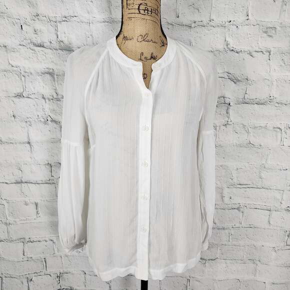 Whistles button down shirt Sz 8 striped balloon sleeves blouse A2C - Picture 1 of 4